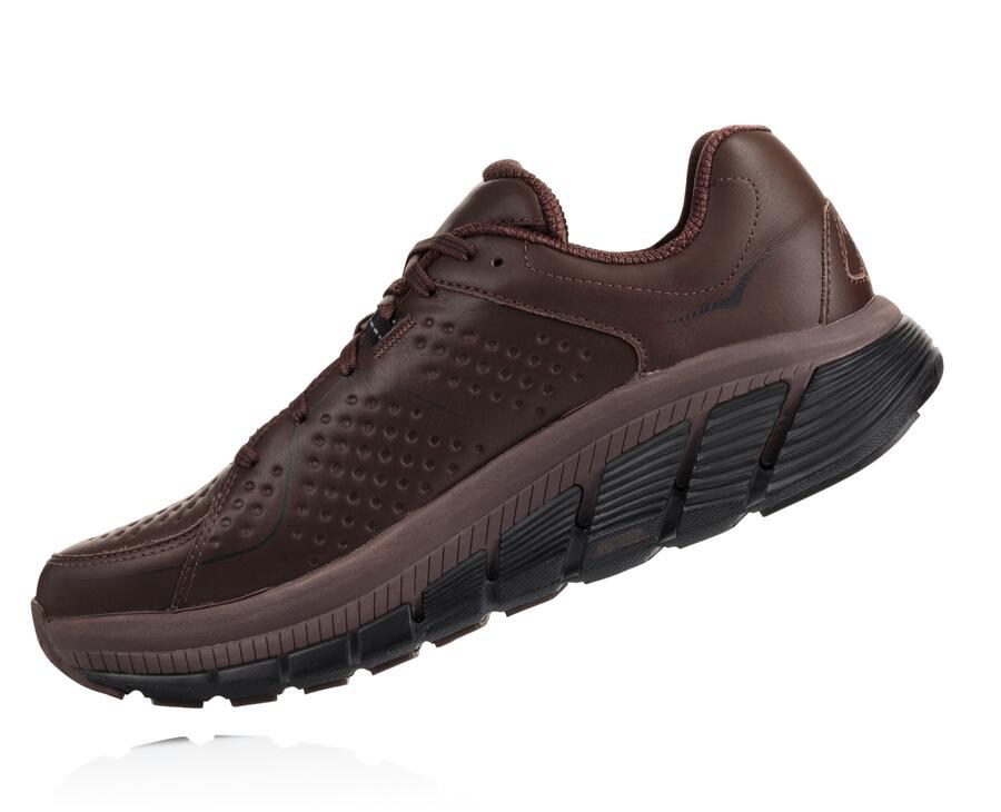 Hoka One One ランニングシューズ メンズ ブラウン - Gaviota レザー - MU8940517